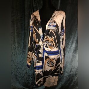 Fashion Nova Long Sleeve Nautical theme Wrap Dress NWOT